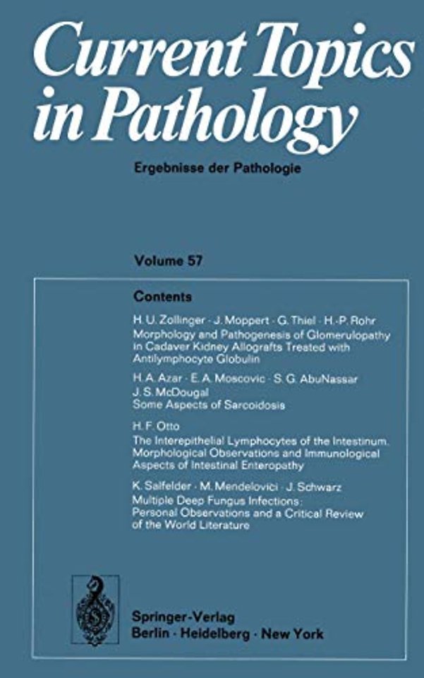 Current Topics in Pathology / Ergebnisse der Pathologie