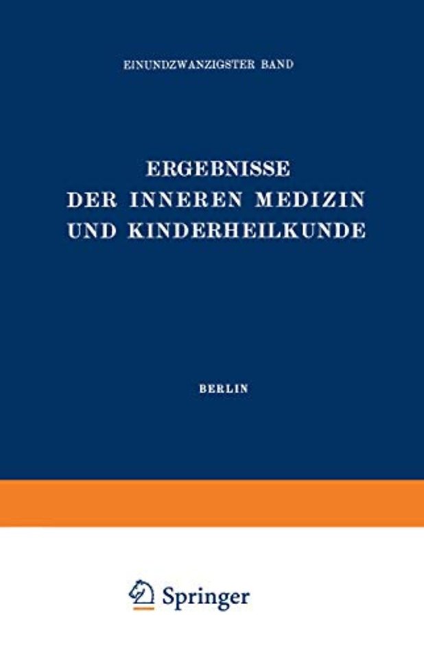 Ergebnisse der Inneren Medizin und Kinderheilkunde