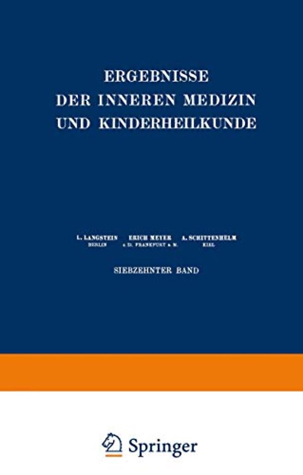 Ergebnisse der Inneren Medizin und Kinderheilkunde