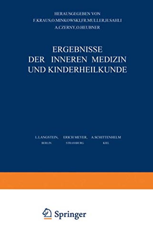 Ergebnisse der Inneren Medizin und Kinderheilkunde
