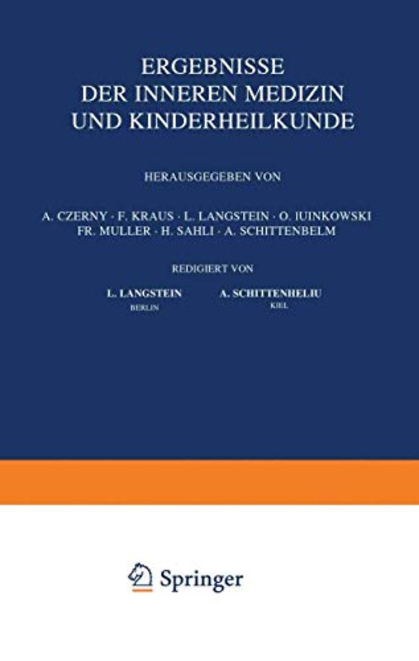 Ergebnisse der Inneren Medizin und Kinderheilkunde