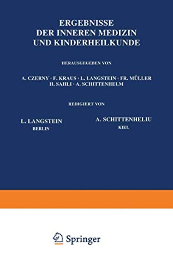 Ergebnisse der Inneren Medizin und Kinderheilkunde