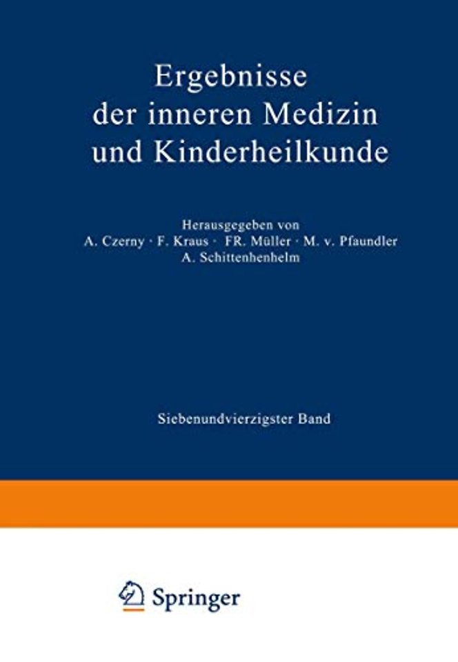 Ergebnisse der Inneren Medizin und Kinderheilkunde