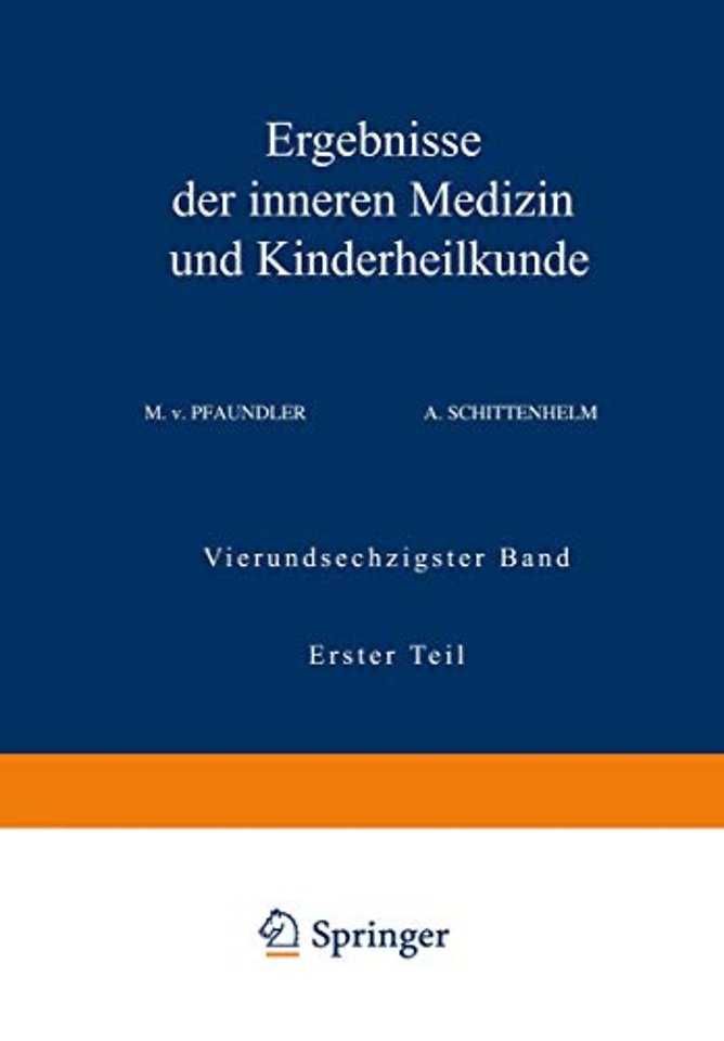 Ergebnisse der Inneren Medizin und Kinderheilkunde