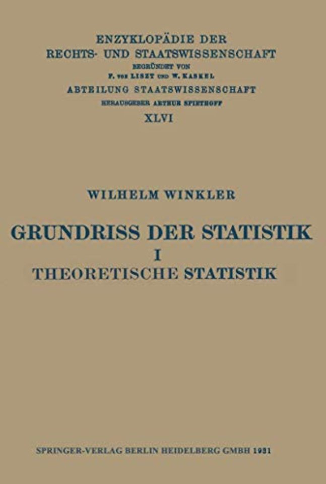 Grundriss der Statistik I Theoretische Statistik