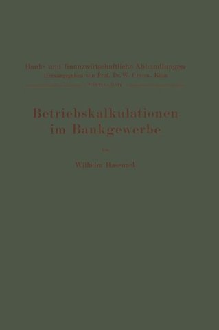 Betriebskalkulationen im Bankgewerbe