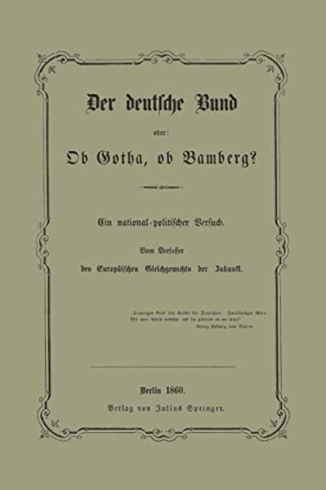 Der deutsche Bund oder: Ob Gotha, ob Bamberg?