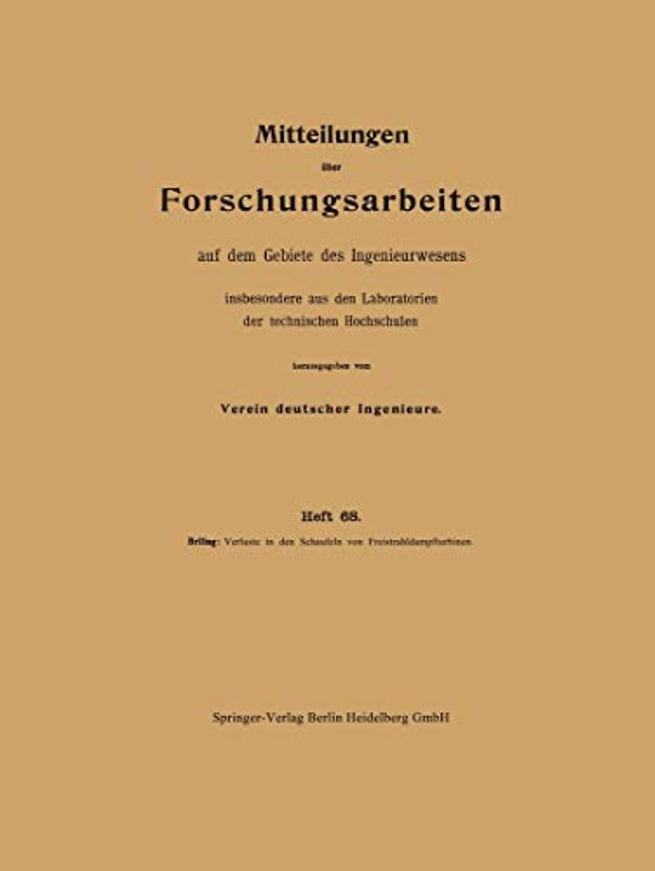 Verluste in den Schaufeln von Freistrahldampfturbinen