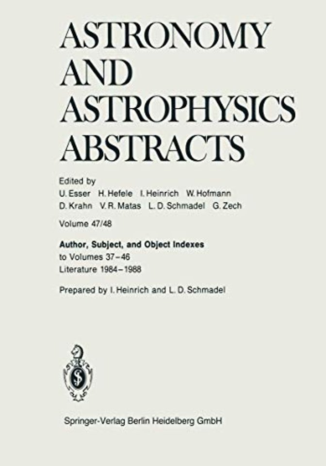 Author, Subject, and Object Indexes to Volumes 37–46. Literature 1984–1988