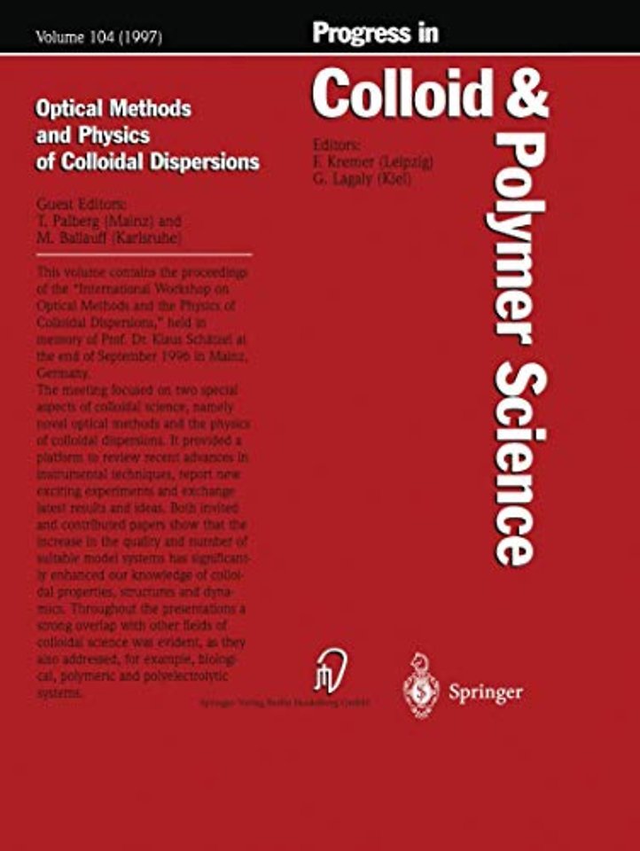 Optical Methods and Physics of Colloidal Dispersions