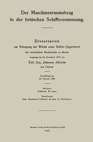 Der Maschinenraumabzug in der britischen Schiffsvermessung