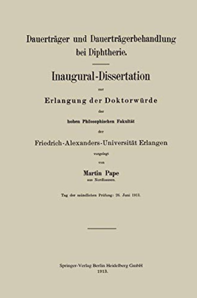 Dauerträger und Dauerträgerbehandlung bei Diphtherie
