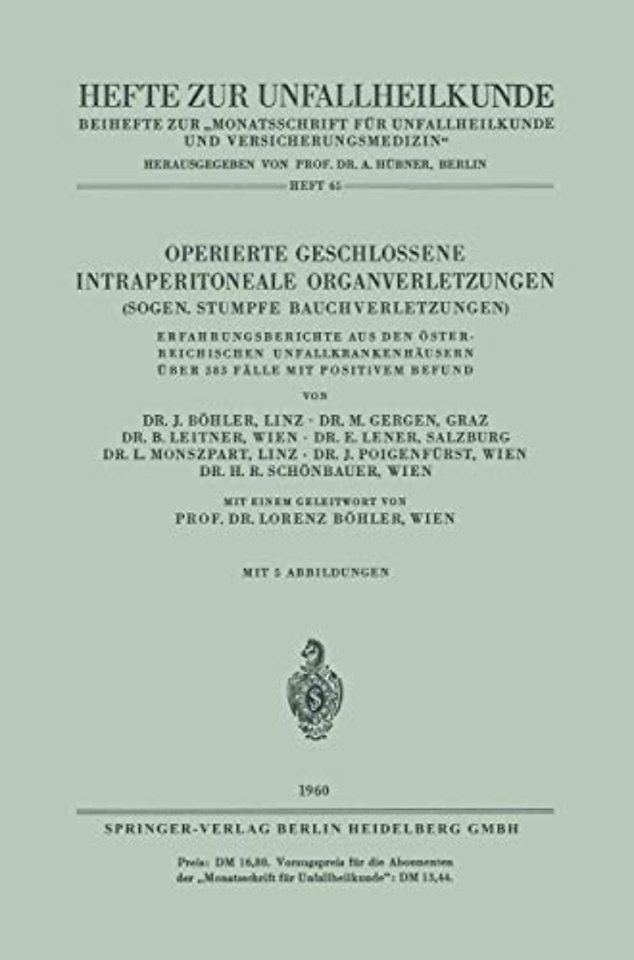 Operierte Geschlossene Intraperitoneale Organverletzungen