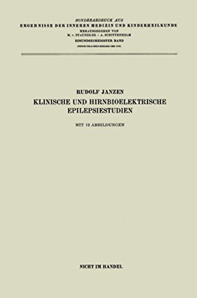 Klinische und hirnbioelektrische Epilepsiestudien