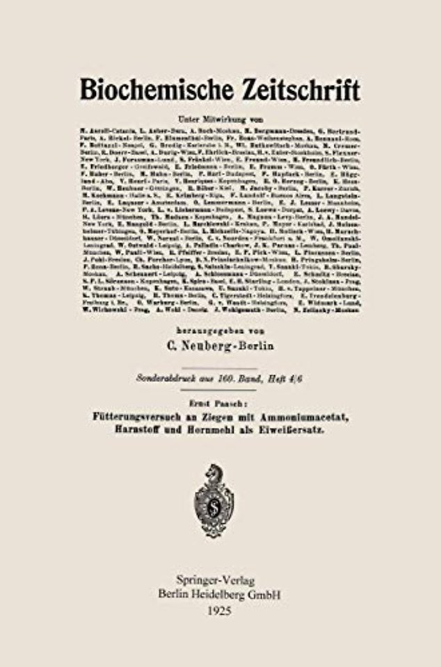 Fütterungsversuch an Ziegen mit Ammoniumacetat, Harnstoff und Hornmehl als Eiweißersatz