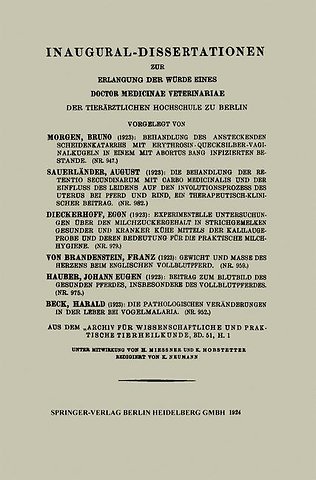 Behandlung des Ansteckenden Scheidenkatarrhs mit Erythrosin-Quecksilber-Vaginalkugeln in einem mit Abortus Bang infizierten Bestande