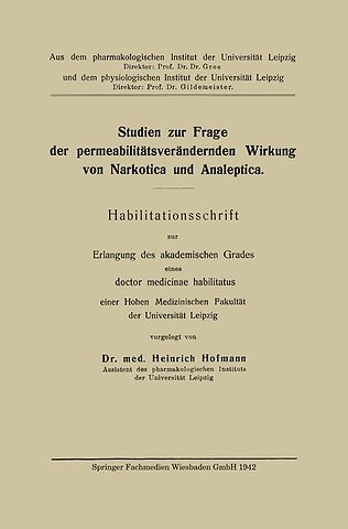 Studien zur Frage der permeabilitätsverändernden Wirkung von Narkotica und Analeptica