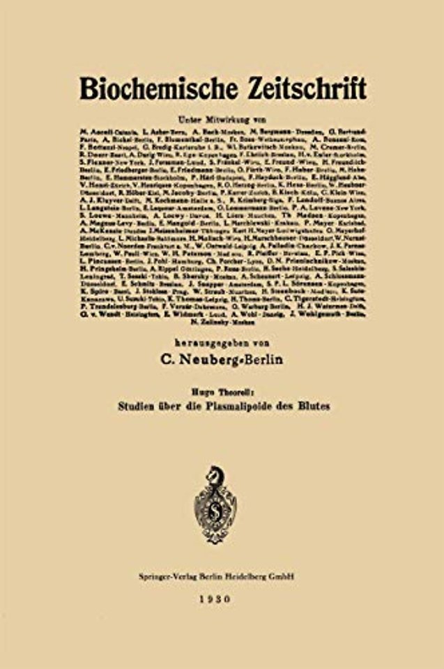 Studien Über die Plasmalipoide des Blutes