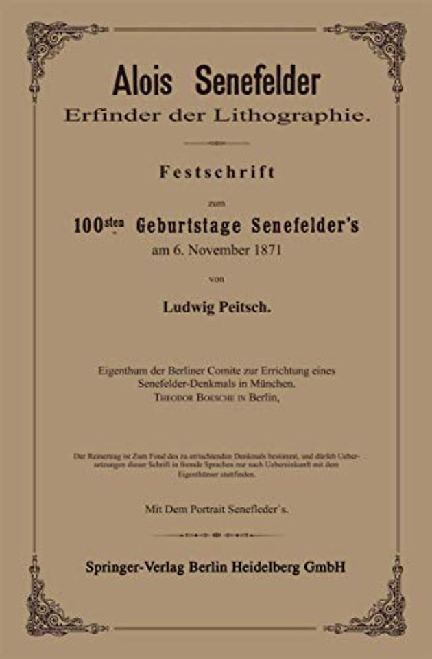 Alois Senefelder Erfinder der Lithographie