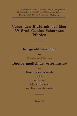 Ueber den Blutdruck bei über 39 Grad Celsius fiebernden Pferden