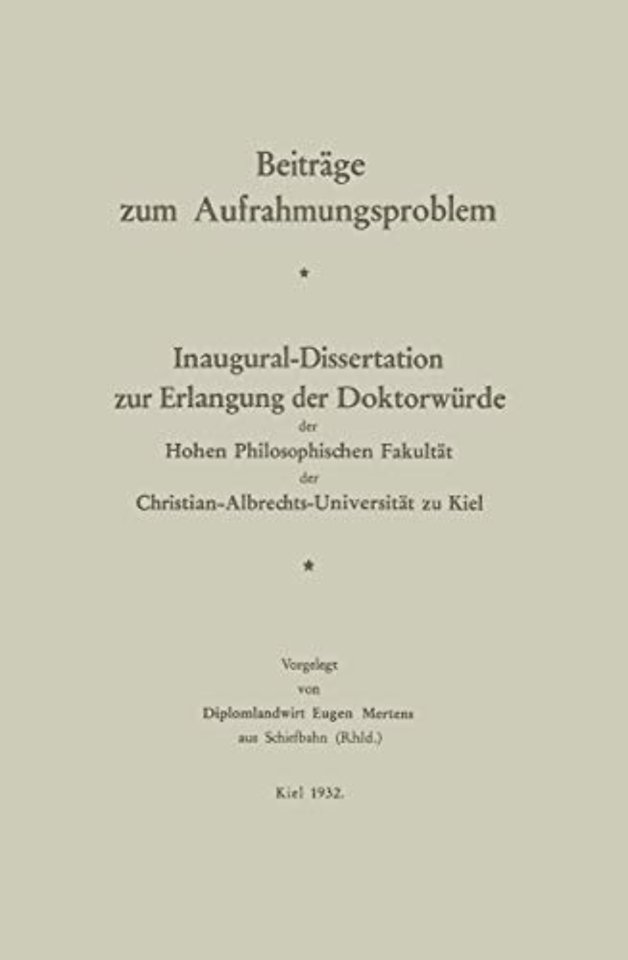 Beiträge zum Aufrahmungsproblem