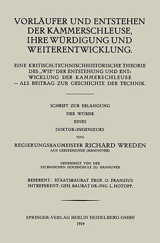 Vorläufer und Entstehen der Kammerschleuse, ihre Würdigung und Weiterentwicklung