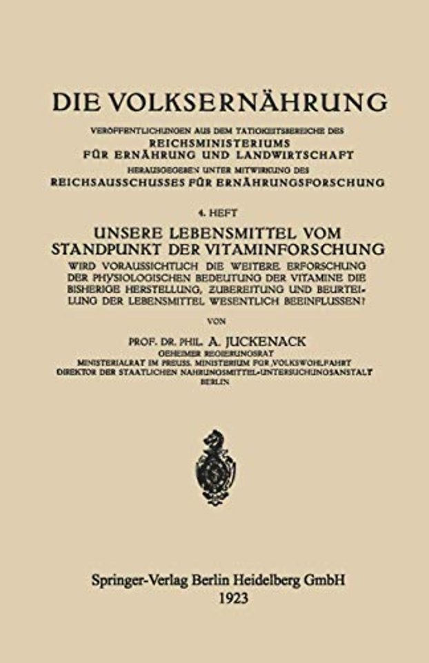 Unsere Lebensmittel vom Standpunkt der Vitaminforschung