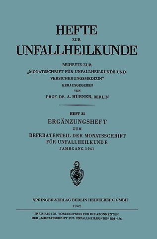 Ergänzungsheft zum Referatenteil der Monatsschrift für Unfallheilkunde