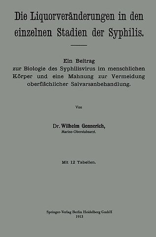 Die Liquorveränderungen in den einzelnen Stadien der Syphilis
