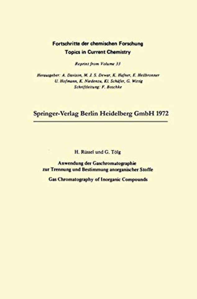 Anwendung der Gaschromatographie zur Trennung und Bestimmung anorganischer Stoffe