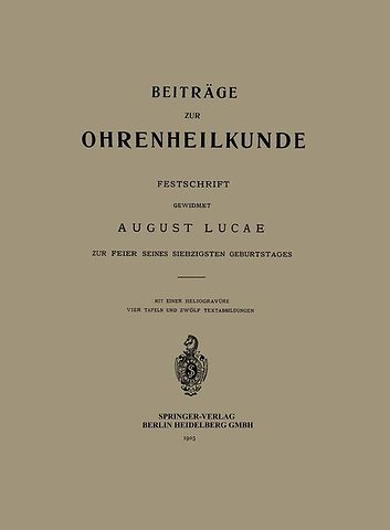 Beiträge zur Ohrenheilkunde