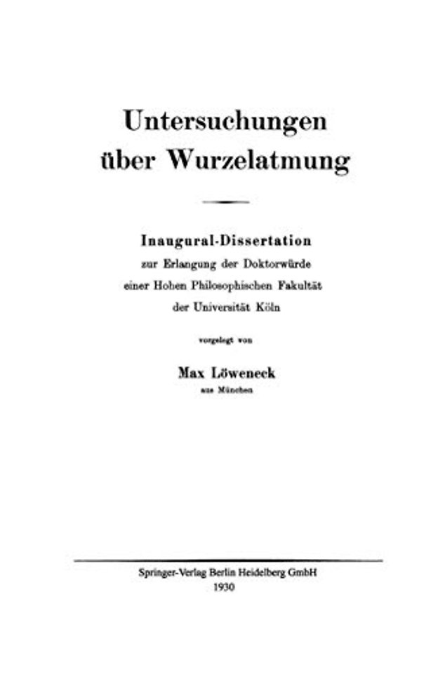 Untersuchungen über Wurzelatmung
