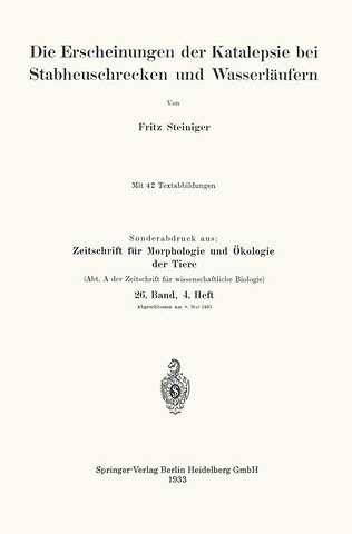 Die Erscheinungen der Katalepsie bei Stabheuschrecken und Wasserläufern