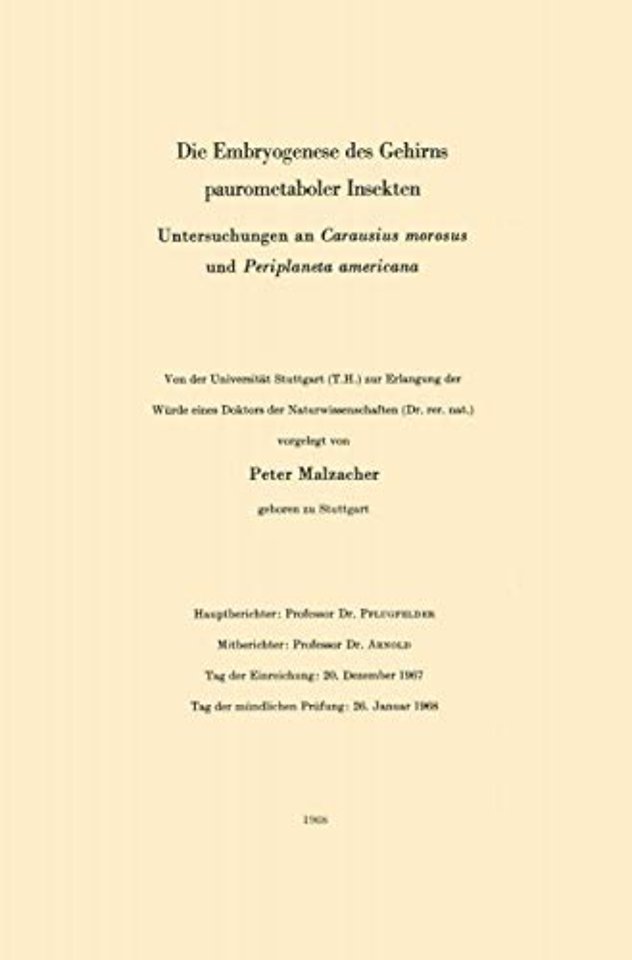 Die Embryogenese des Gehirns paurometaboler Insekten