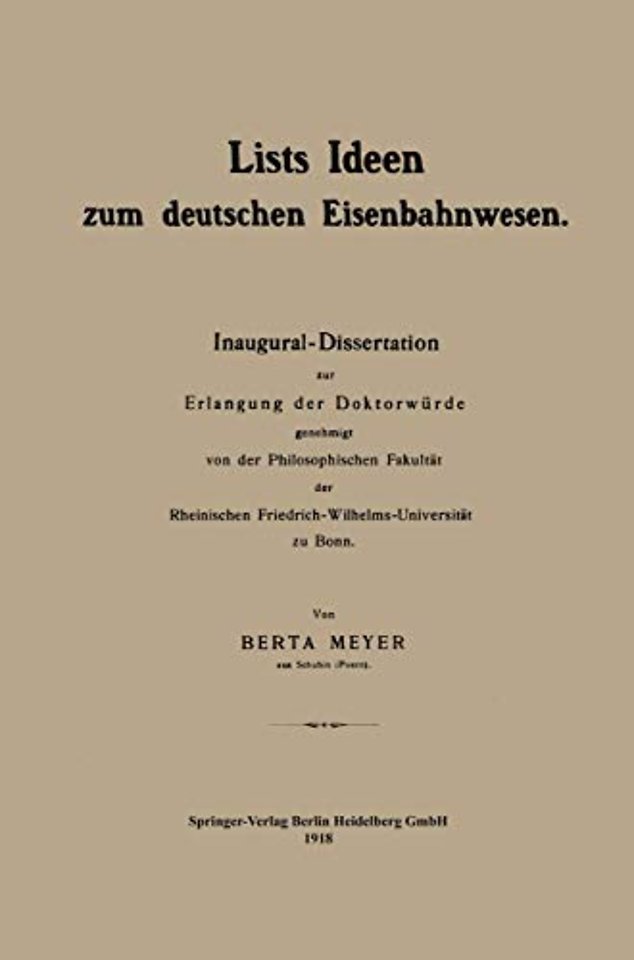 Lists Ideen zum deutschen Eisenbahnwesen