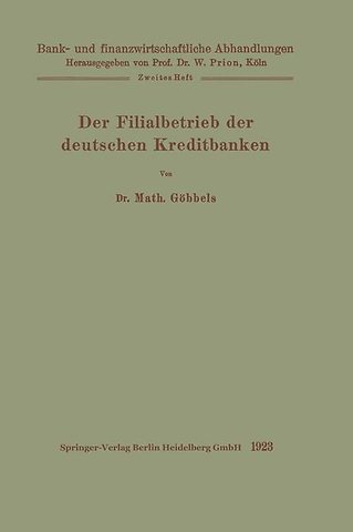 Der Filialbetrieb der deutschen Kreditbanken