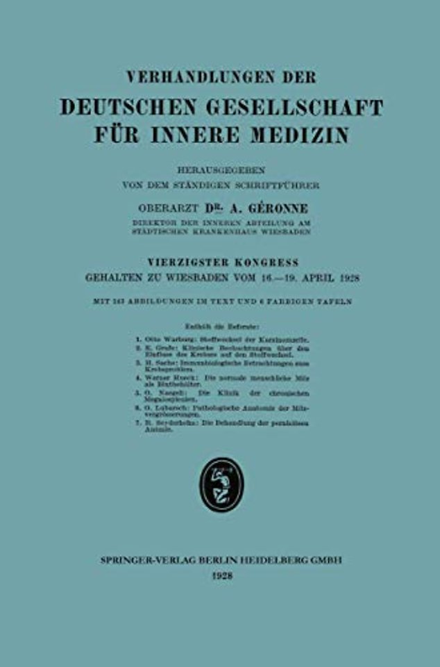 Verhandlungen der Deutschen Gesellschaft für Innere Medizin