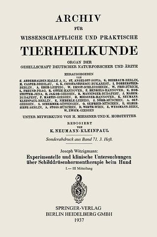 Experimentelle und klinische Untersuchungen über Schilddrüsenhormontherapie beim Hund