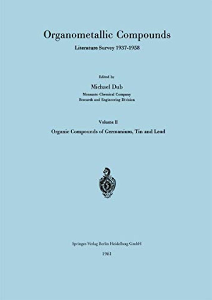 Organometallic Compounds Literature Survey 1937–1958
