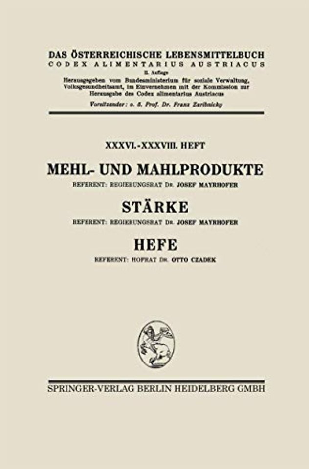 Mehl- und Mahlprodukte. Stärke. Hefe