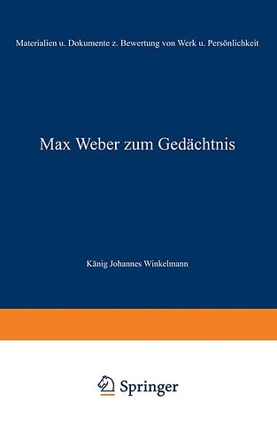 Max Weber zum Gedächtnis