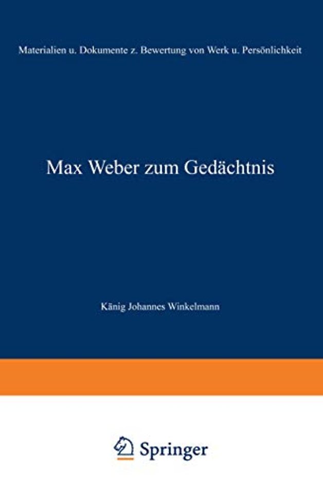 Max Weber zum Gedächtnis