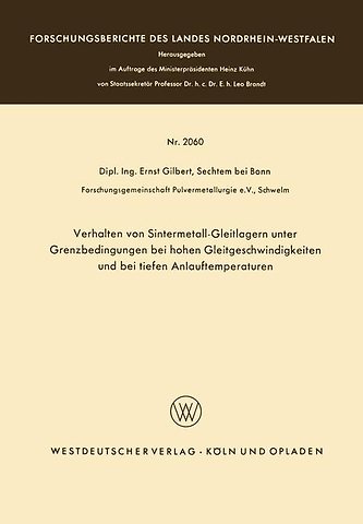 Verhalten von Sintermetall-Gleitlagern unter Grenzbedingungen bei hohen Gleitgeschwindigkeiten und bei tiefen Anlauftemperaturen