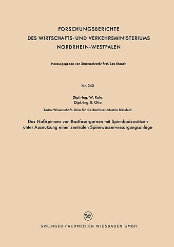 Das Naßspinnen von Bastfasergarnen mit Spinnbadzusätzen unter Ausnutzung einer zentralen Spinnwasserversorgungsanlage
