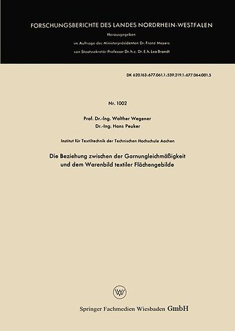 Die Beziehung zwischen der Garnungleichmäßigkeit und dem Warenbild textiler Flächengebilde