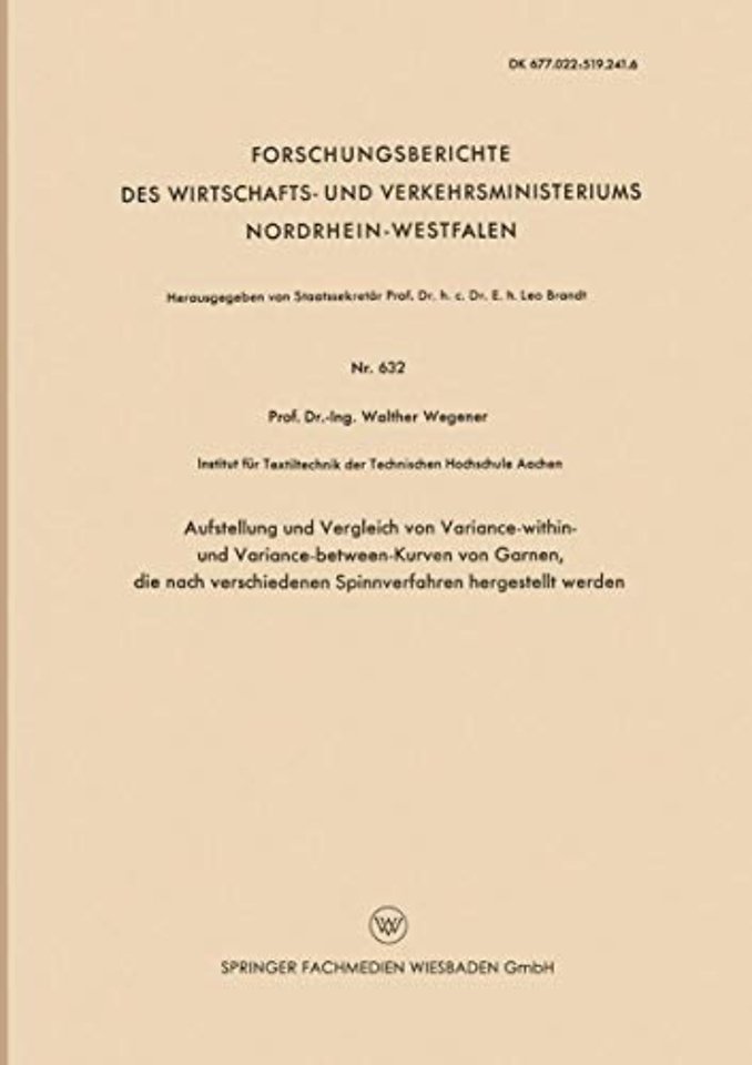 Aufstellung und Vergleich von Variance-within- und Variance-between-Kurven von Garnen, die nach verschiedenen Spinnverfahren hergestellt werden