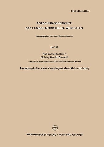Betriebsverhalten einer Versuchsgasturbine kleiner Leistung