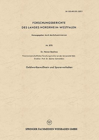 Geldwertbewußtsein und Sparerverhalten