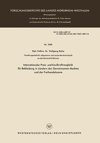 Internationaler Preis- und Kaufkraftvergleich für Bekleidung in Ländern des Gemeinsamen Marktes und der Freihandelszone