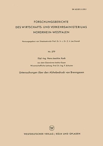 Untersuchungen über den Abhebedruck von Brenngasen